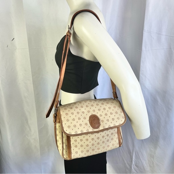 POLLINI LEATHER BROWN TAN BAG VINTAGE CROSSBODY BAG MEDIUM  BAG - Picture 15 of 16